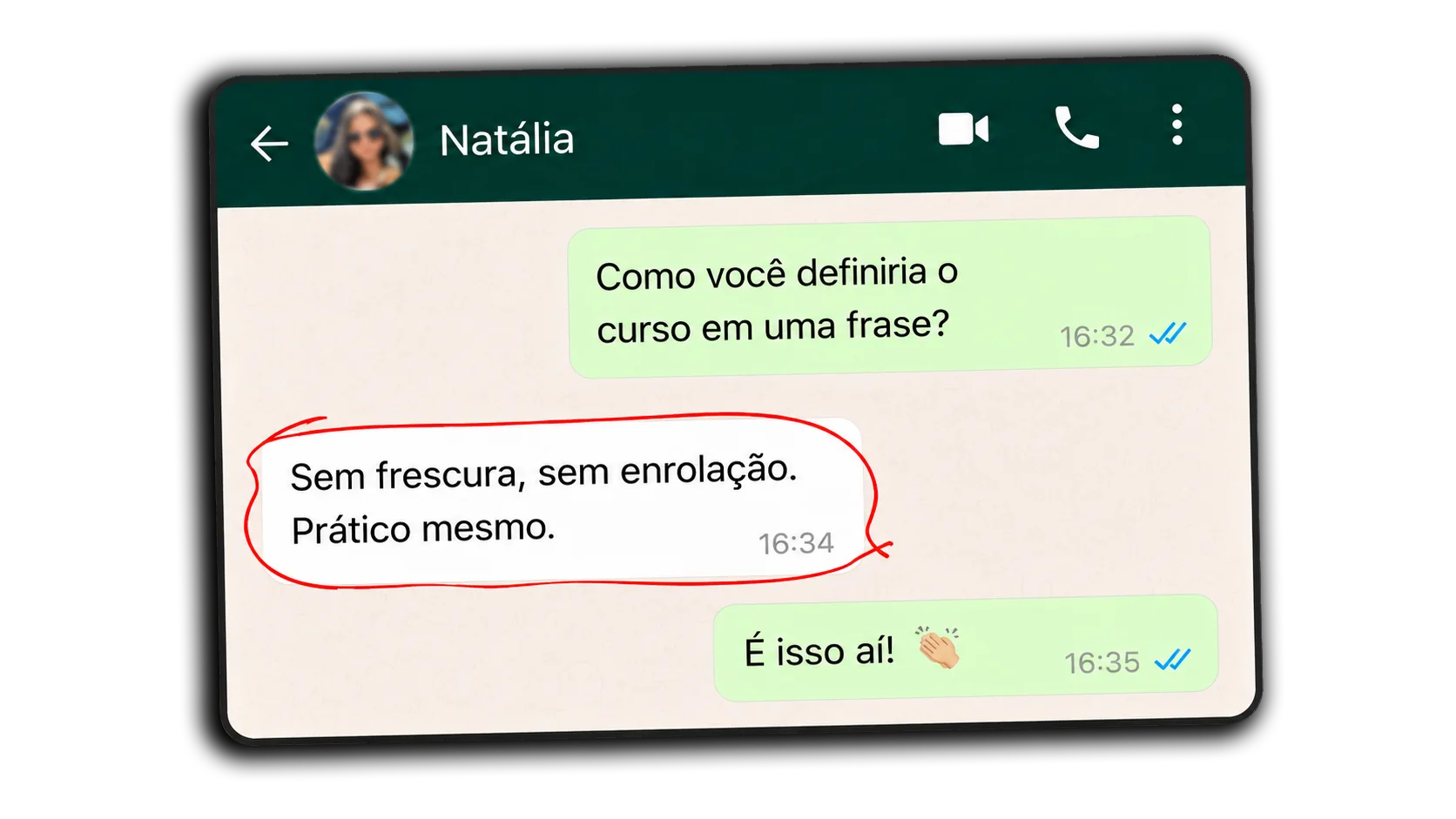Depoimento da Natália sobre a praticidade do curso